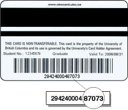 Back of Library Card, showing Bar Code